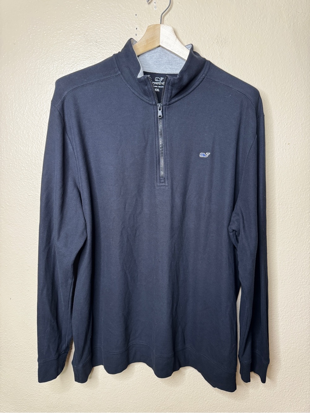 Vineyard Vines Sweater Men’s XXL Black Quarter Zip Pullover Cotton Logo